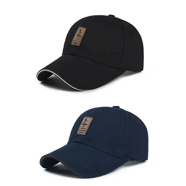 Four Seasons cotton baseball caps men’s sports sun hats caps sunscreens sun hats official website - Black and blue 2pc