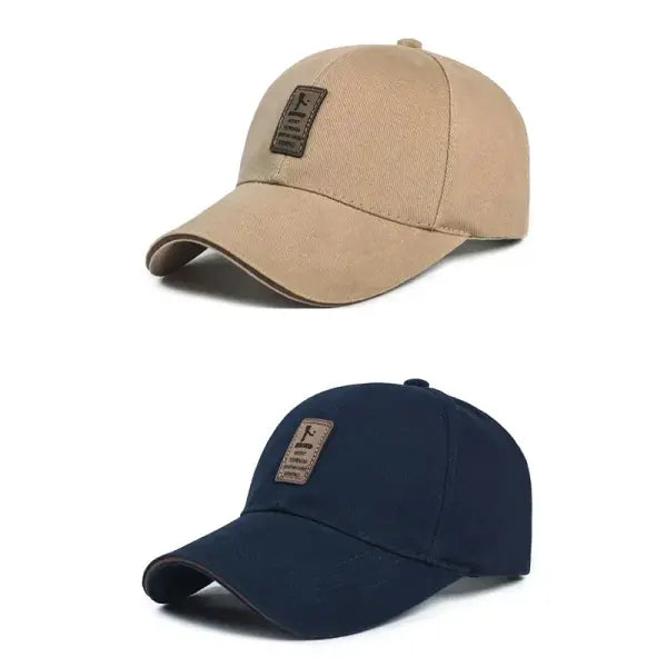 Four Seasons cotton baseball caps men’s sports sun hats caps sunscreens sun hats official website - Khaki and blue 2pc