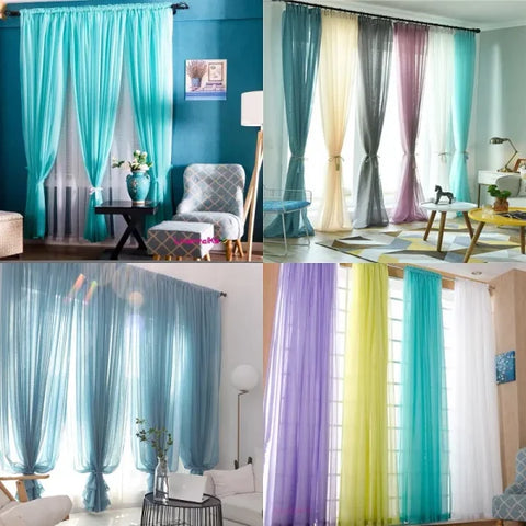 Free Custom Sheer Tulle Curtains - Heat Insulation & Rod Pocket Voile