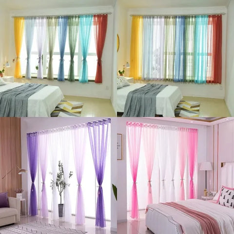Free Custom Sheer Tulle Curtains - Heat Insulation & Rod Pocket Voile