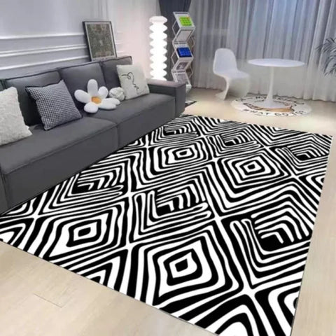 French Retro Zebra Stripes Carpet - Luxury Modern Home Decoration for Living Room & Bedroom