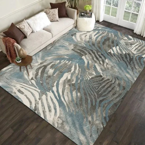 French Retro Zebra Stripes Carpet - Luxury Modern Home Decoration for Living Room & Bedroom