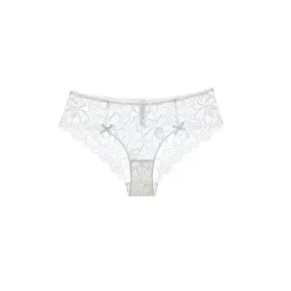 French Romantic Lace Bra Style Mold Cup Slim Push Up Underwear Set - White panties / 80A