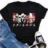 Stephen King Horror Characters Cartoon T-Shirt for Women – Friends Style Print Oversized Halloween Fashion Tee