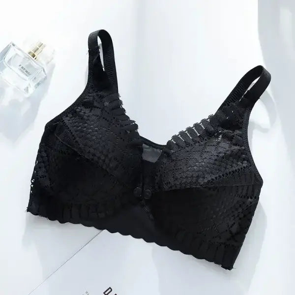 Front-Closure Maternity Nursing Bra – Adjustable Wireless Support & Easy Breastfeeding Access - 8672 black / 44