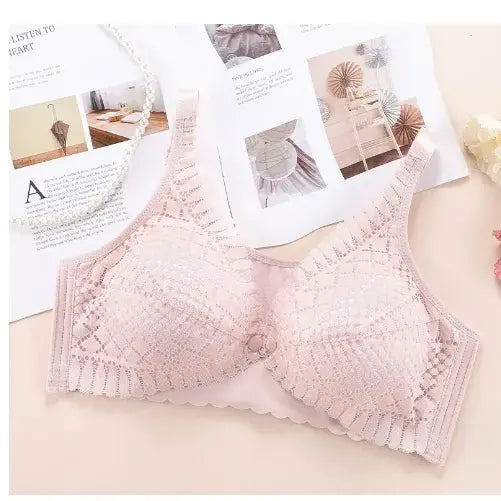Front-Closure Maternity Nursing Bra – Adjustable Wireless Support & Easy Breastfeeding Access - 8672 Pink / 44