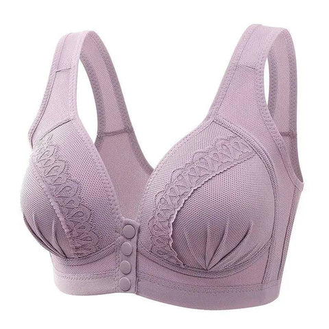 Front Close Bra – Comfortable Cotton Bra with Seamless Support - purple / One Size / 40