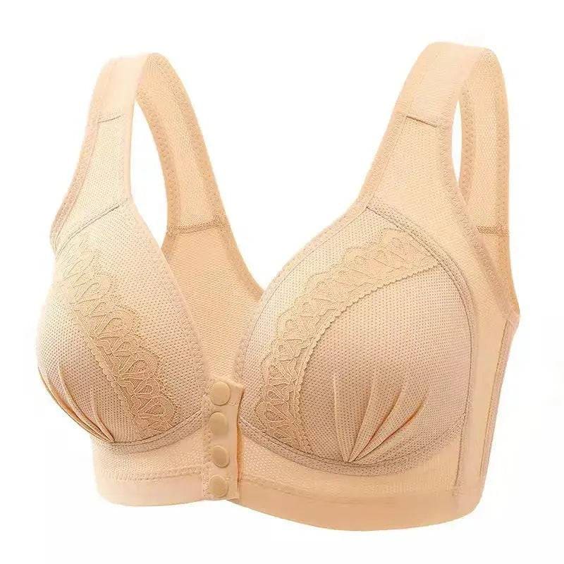 Front Close Bra – Comfortable Cotton Bra with Seamless Support - yellow / One Size / 44