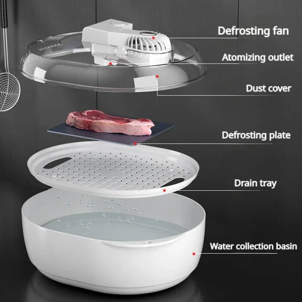 Frozen Meat Thawer Machine - 6-in-1 Ultrasonic Defrosting with USB Charging