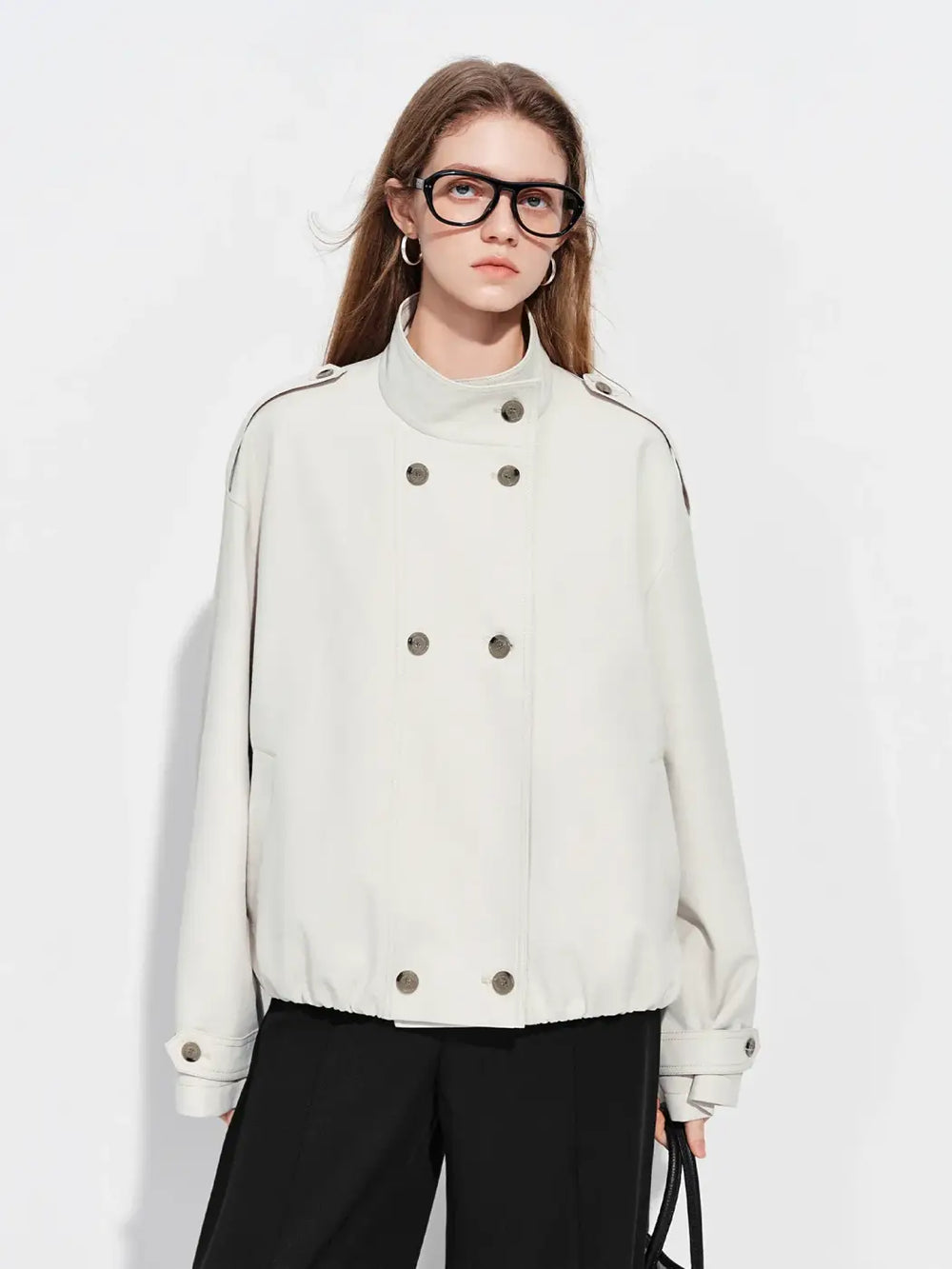 Brown faux leather trench coat oversized Y2K retro jacket - GRAY / XL