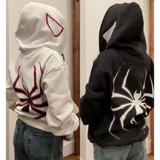 Full Zip Up Spider Hoodie Women Men Streetwear Harajuku Graphic Oversized Jacket Hood Shirt Punk Gothic Y2K Clothes
