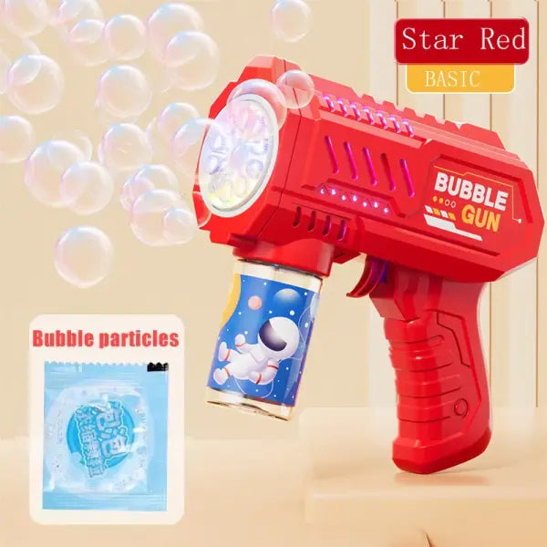 Automatic Bubble Gun Rocket ABS Plastic Lithium Battery Outdoor Play - red