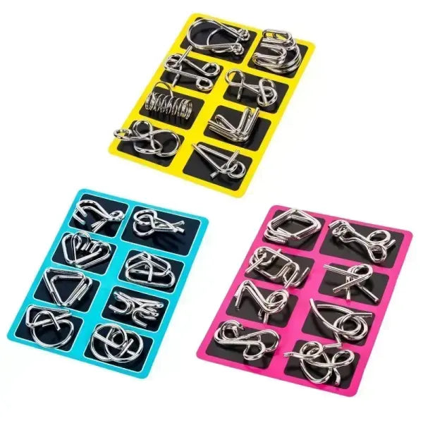 Metal Ring Puzzle Set - Intelligent Brain Teaser & IQ Logic Game for Kids and Adults - MIX-3Suit / CHINA