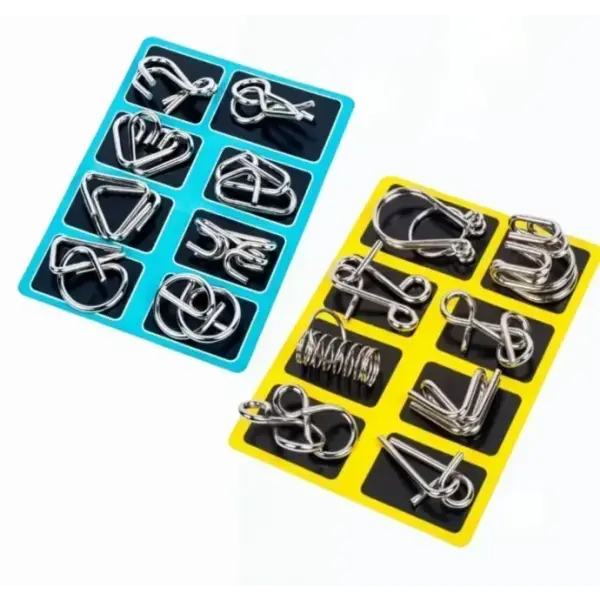 Metal Ring Puzzle Set - Intelligent Brain Teaser & IQ Logic Game for Kids and Adults - MIX-2Suit-BY / CHINA