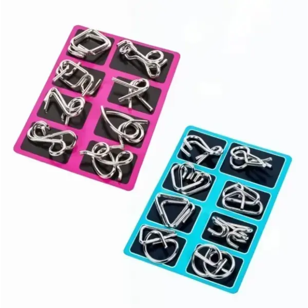 Metal Ring Puzzle Set - Intelligent Brain Teaser & IQ Logic Game for Kids and Adults - MIX-2Suit-PB / CHINA