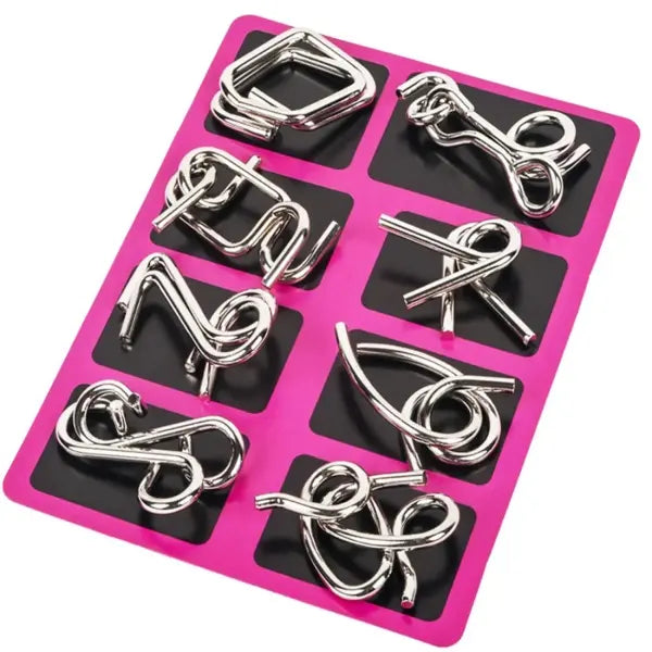 Metal Ring Puzzle Set - Intelligent Brain Teaser & IQ Logic Game for Kids and Adults - Pink-1Suit / CHINA