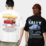 Fun Sally & Lightning McQueen T-Shirt – 100% Cotton Tee for Men & Women New Arrival Couple Gift