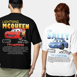 Fun Sally & Lightning McQueen T-Shirt – 100% Cotton Tee for Men & Women New Arrival Couple Gift