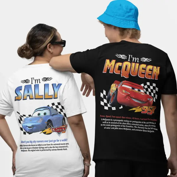 Fun Sally & Lightning McQueen T-Shirt – 100% Cotton Tee for Men & Women New Arrival Couple Gift