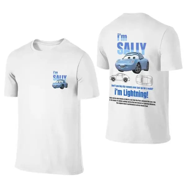 Fun Sally & Lightning McQueen T-Shirt – 100% Cotton Tee for Men & Women New Arrival Couple Gift - 24 / M