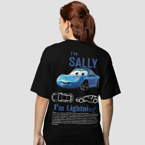 Fun Sally & Lightning McQueen T-Shirt – 100% Cotton Tee for Men & Women New Arrival Couple Gift - 7 / 5XL