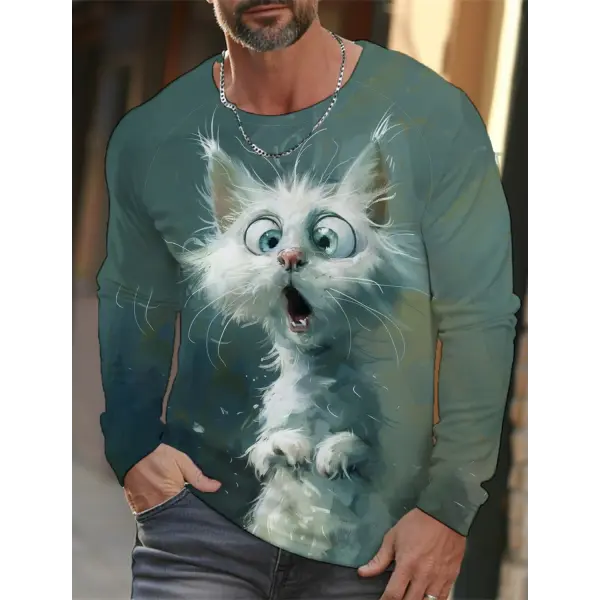 3D Animal Print T-Shirt for Men – Hip Hop Harajuku Streetwear Loose Cotton Long Sleeve Top Autumn Fashion