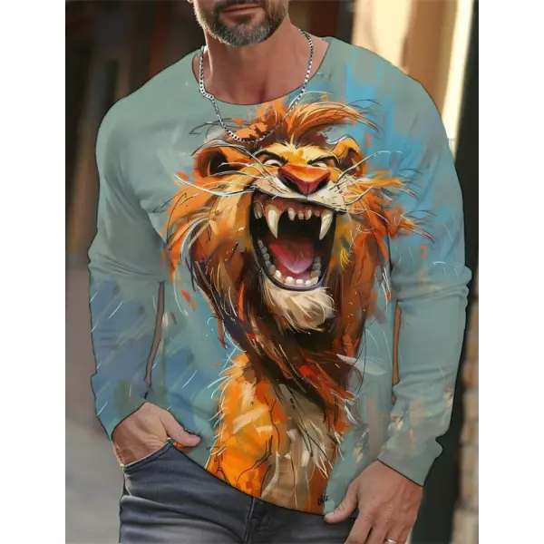 3D Animal Print T-Shirt for Men – Hip Hop Harajuku Streetwear Loose Cotton Long Sleeve Top Autumn Fashion