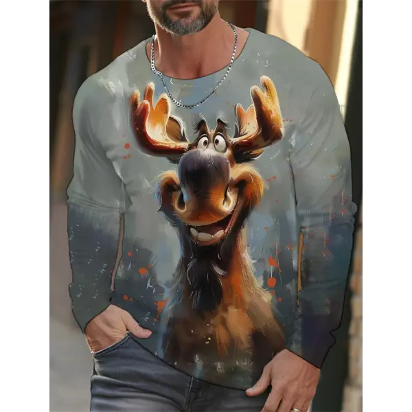 3D Animal Print T-Shirt for Men – Hip Hop Harajuku Streetwear Loose Cotton Long Sleeve Top Autumn Fashion