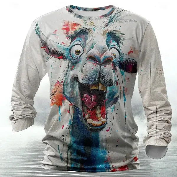 3D Animal Print T-Shirt for Men – Hip Hop Harajuku Streetwear Loose Cotton Long Sleeve Top Autumn Fashion