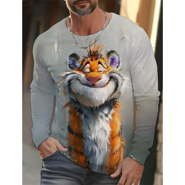 3D Animal Print T-Shirt for Men – Hip Hop Harajuku Streetwear Loose Cotton Long Sleeve Top Autumn Fashion
