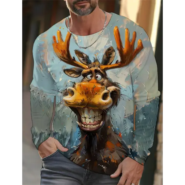 3D Animal Print T-Shirt for Men – Hip Hop Harajuku Streetwear Loose Cotton Long Sleeve Top Autumn Fashion