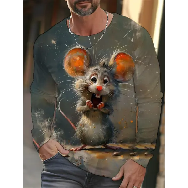 3D Animal Print T-Shirt for Men – Hip Hop Harajuku Streetwear Loose Cotton Long Sleeve Top Autumn Fashion