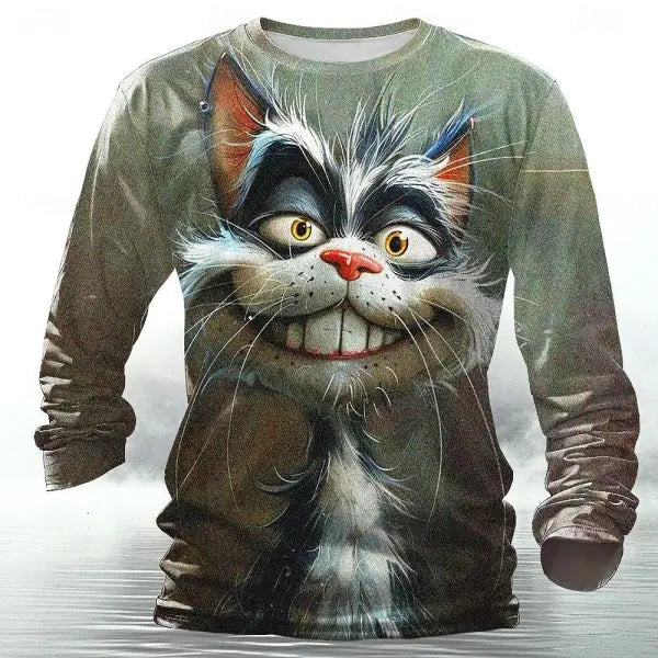 3D Animal Print T-Shirt for Men – Hip Hop Harajuku Streetwear Loose Cotton Long Sleeve Top Autumn Fashion