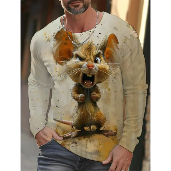 3D Animal Print T-Shirt for Men – Hip Hop Harajuku Streetwear Loose Cotton Long Sleeve Top Autumn Fashion