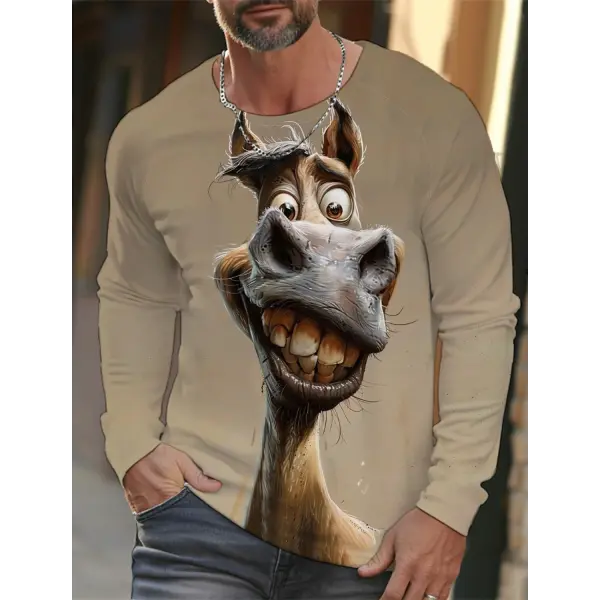 3D Animal Print T-Shirt for Men – Hip Hop Harajuku Streetwear Loose Cotton Long Sleeve Top Autumn Fashion