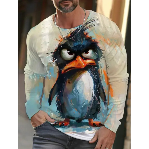 3D Animal Print T-Shirt for Men – Hip Hop Harajuku Streetwear Loose Cotton Long Sleeve Top Autumn Fashion