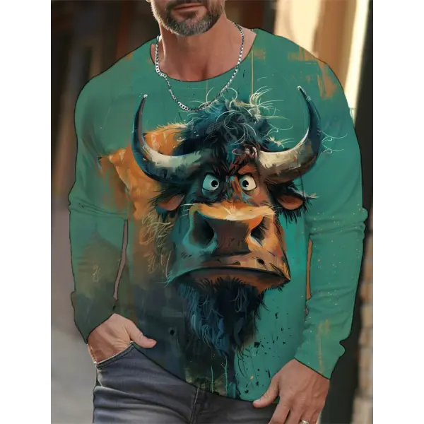 3D Animal Print T-Shirt for Men – Hip Hop Harajuku Streetwear Loose Cotton Long Sleeve Top Autumn Fashion
