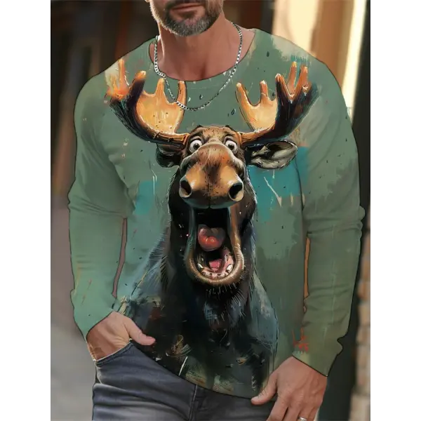 3D Animal Print T-Shirt for Men – Hip Hop Harajuku Streetwear Loose Cotton Long Sleeve Top Autumn Fashion