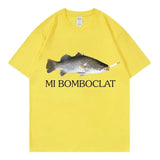 Bomboclat Fish Meme T-Shirt Women Y2K Summer slight stretch fabric - BJ4358A-Yellow / XS