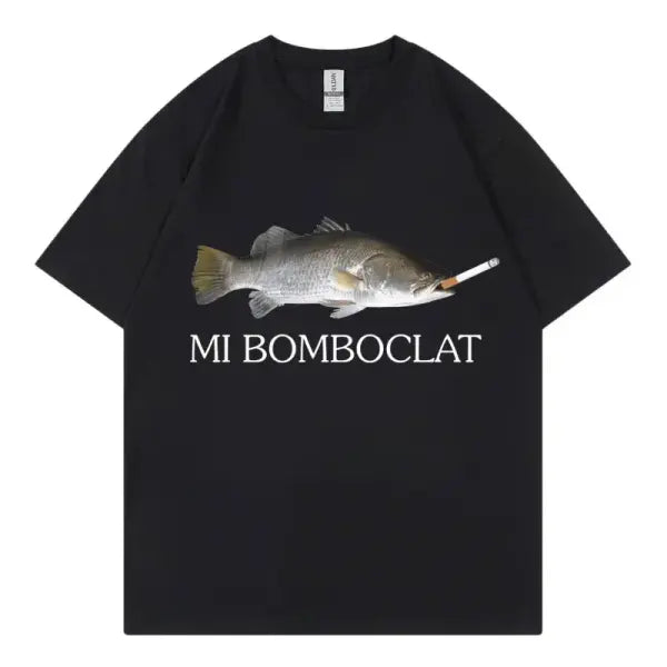 Bomboclat Fish Meme T-Shirt Women Y2K Summer slight stretch fabric - BJ4358B-Black / L