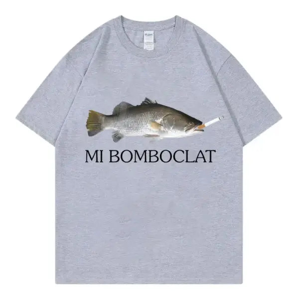 Bomboclat Fish Meme T-Shirt Women Y2K Summer slight stretch fabric - BJ4358A-gray / XXXL