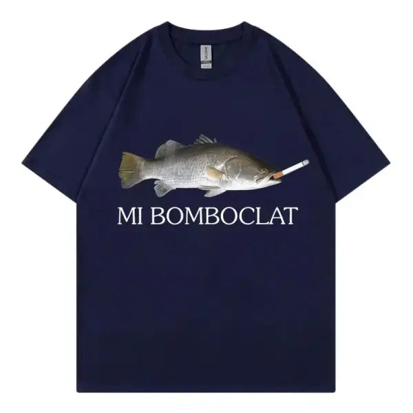 Bomboclat Fish Meme T-Shirt Women Y2K Summer slight stretch fabric