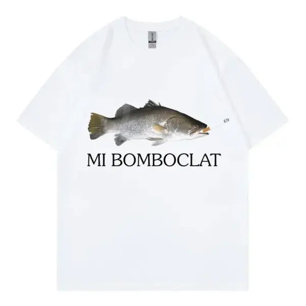 Bomboclat Fish Meme T-Shirt Women Y2K Summer slight stretch fabric - BJ4358A-White / XL