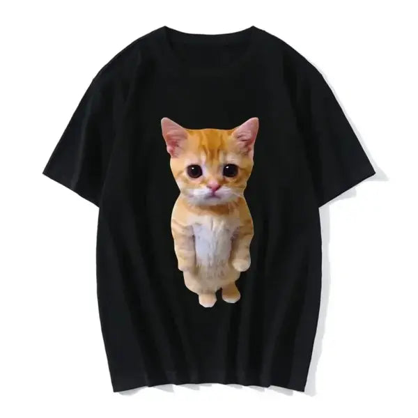 Funny 3D Cat Print Oversized T-Shirt – Casual Harajuku Tee for Women & Men Unisex Fashion Top - D1363A-Black / XXXL