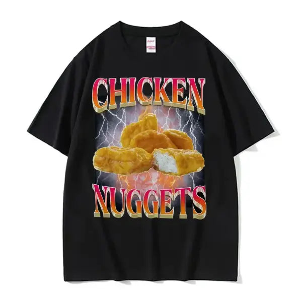 Funny Chicken Nuggets Vintage Meme T-Shirt – Women’s Hip Hop Gothic Graphic Tee Comfortable Casual Top - 1 / XXL