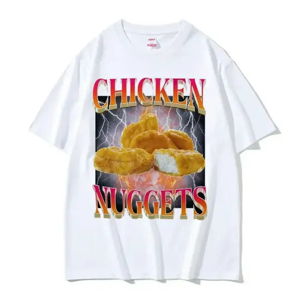 Funny Chicken Nuggets Vintage Meme T-Shirt – Women’s Hip Hop Gothic Graphic Tee Comfortable Casual Top - 2 / XXL