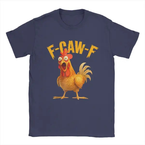 Funny F Caw F Chicken Mens Cotton Tatting Fabric T-Shirt - Navy Blue（ AE existing skus） / S