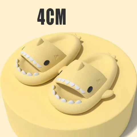 Adult’s Slippers Indoor Outdoor Funny Shark Cartoon - 4CM Thick Sole pale yellow / 36or37