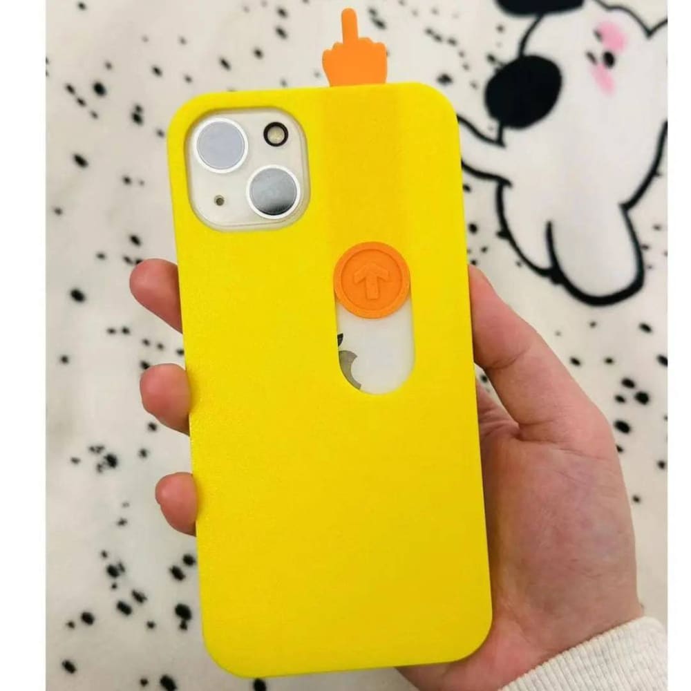 Funny Sliding Middle Finger Phone Case - Bright Yellow / IPhone 13 Pro Max