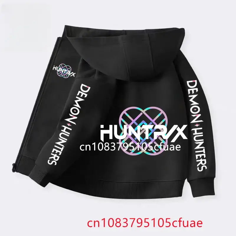 Funny Zip Up Sweatshirts Kpop Demon Hunters Hoodie Children Clothes Kid Girl Boy Sweatshirt Zipper Black Hoody Baby